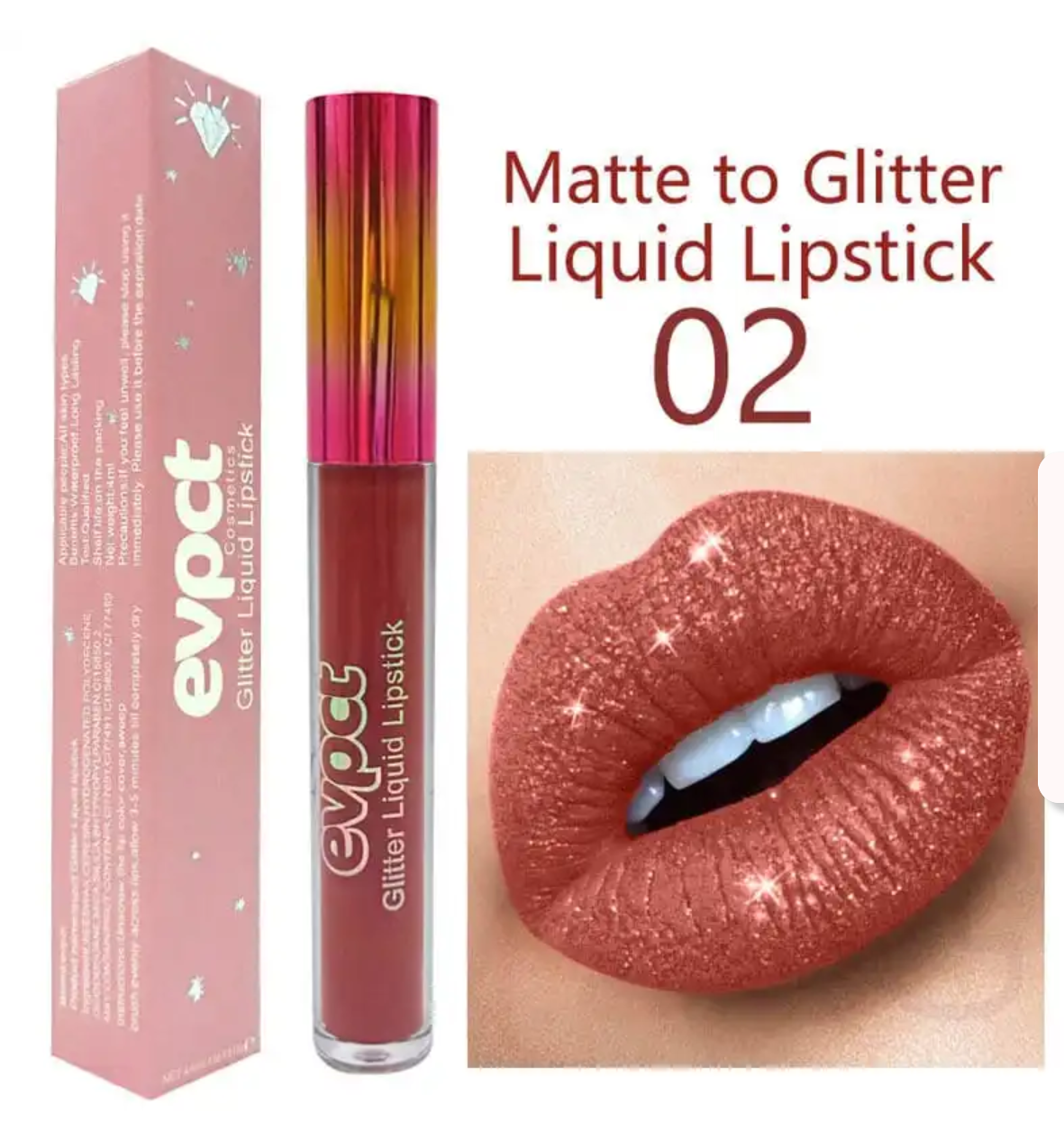 Matte to glitter liquid lipstick