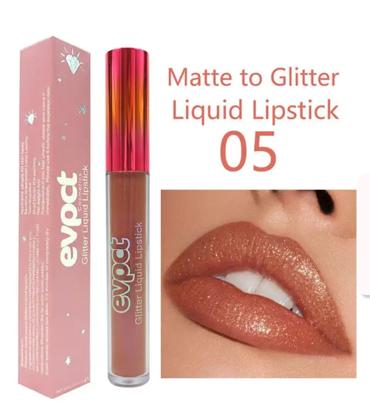 Matte to glitter liquid lipstick